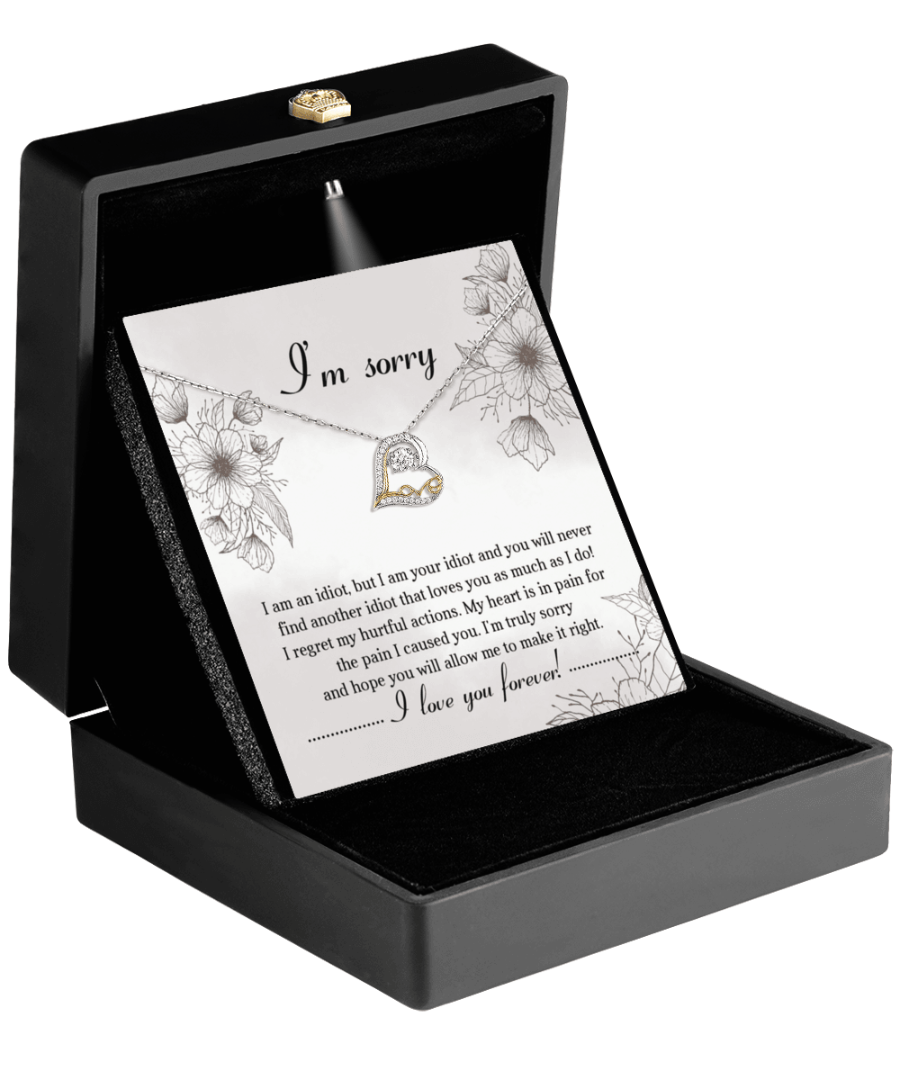 Apology Gift for Her - Sorry For The Pain I Caused You - Love Dancing Heart Pendant Necklace - Mallard Moon Gift Shop