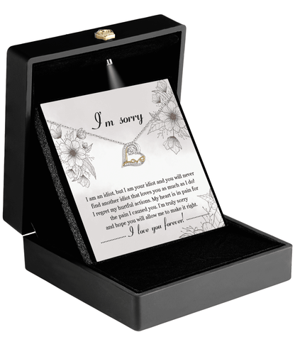 Apology Gift for Her - Sorry For The Pain I Caused You - Love Dancing Heart Pendant Necklace - Mallard Moon Gift Shop