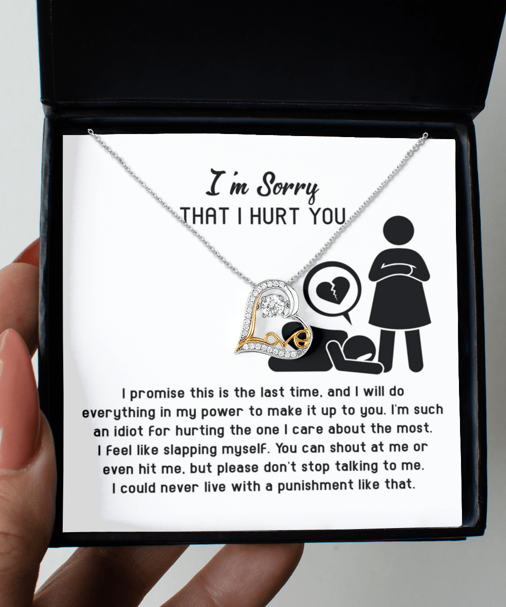 Apology Gift for Girlfriend, Wife, Soulmate - Sorry, Please Don't Stop Talking - Love Dancing Heart Pendant Necklace - Mallard Moon Gift Shop