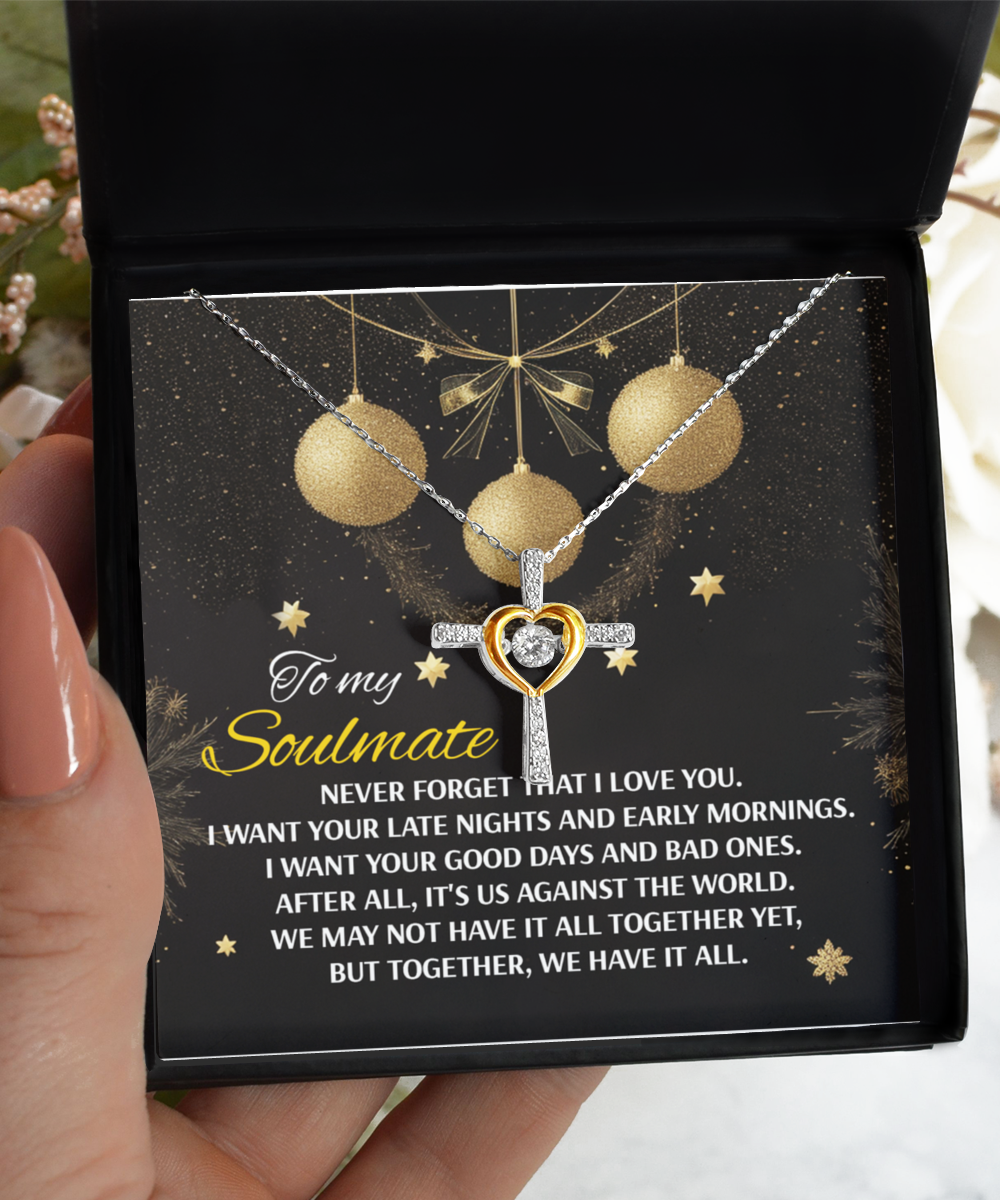 Soulmate, Wife, Girlfriend Romantic Gift - Have It All - Dancing Cross Pendant Necklace - Mallard Moon Gift Shop