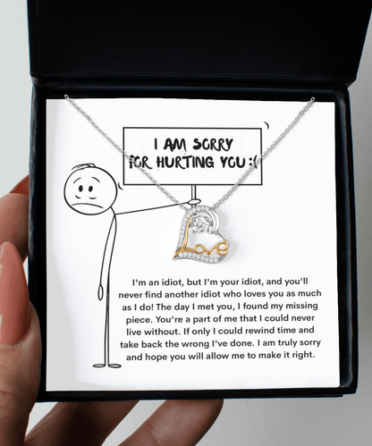 Apology Gift for Girlfriend, Wife, Soulmate - Sorry, Missing Piece - Love Dancing Heart Pendant Necklace - Mallard Moon Gift Shop