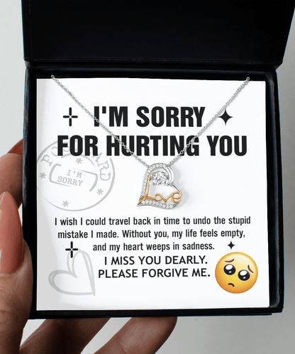 Apology Gift for Girlfriend, Wife, Soulmate - Sorry, Travel Back - Love Dancing Heart Pendant Necklace - Mallard Moon Gift Shop