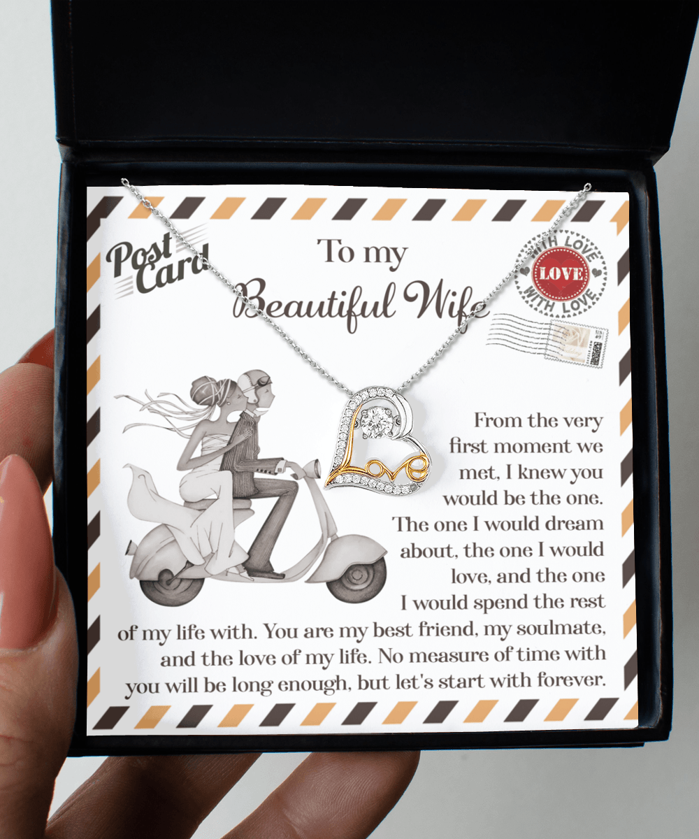 Wife Wedding Gift I Knew You Would Be The One Love Dancing Heart Pendant Necklace Bride Gift from Groom - Mallard Moon Gift Shop