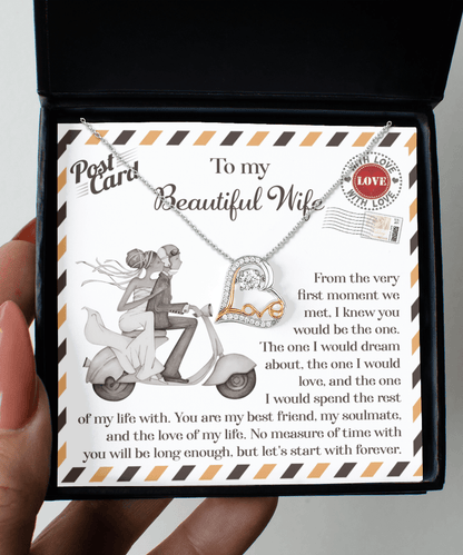 Wife Wedding Gift I Knew You Would Be The One Love Dancing Heart Pendant Necklace Bride Gift from Groom - Mallard Moon Gift Shop