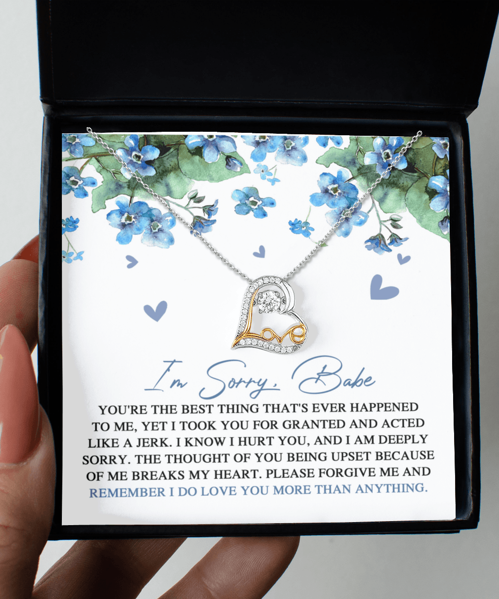 Apology Gift for Girlfriend, Wife, Soulmate - Sorry, More Than Anything - Love Dancing Heart Pendant Necklace - Mallard Moon Gift Shop