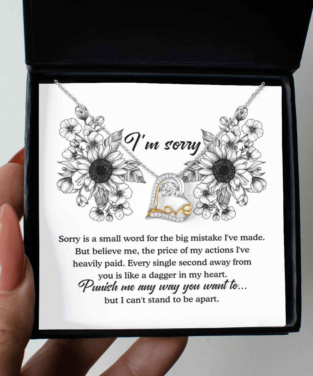 Apology Gift - Sorry is a Small Word for the Big Mistake - Love Dancing Heart Pendant Necklace - Mallard Moon Gift Shop