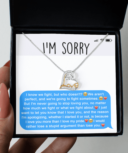 Apology Gift for Girlfriend, Wife, Soulmate - Sorry, Stupid Argument - Love Dancing Heart Pendant Necklace - Mallard Moon Gift Shop