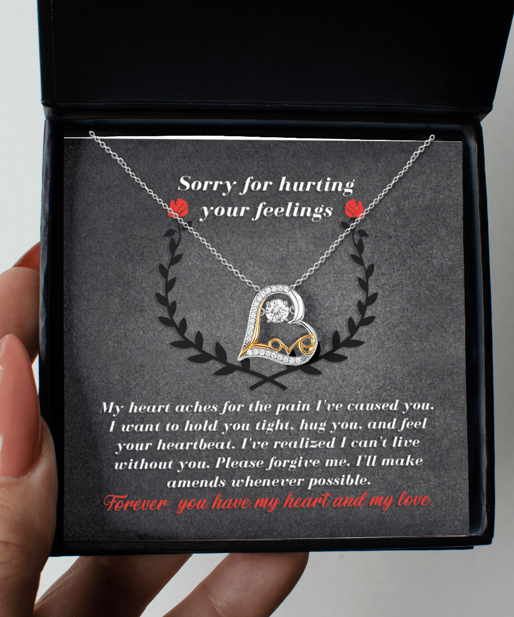 Apology Gift for Girlfriend, Wife, Soulmate - Sorry, Make Amends - Love Dancing Heart Pendant Necklace - Mallard Moon Gift Shop