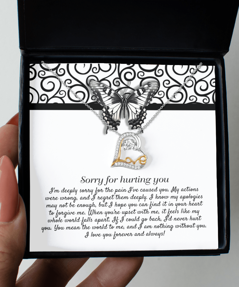 Apology Gift - Sorry for Hurting You - I am Nothing Without You - Love Dancing Heart Pendant Necklace - Mallard Moon Gift Shop