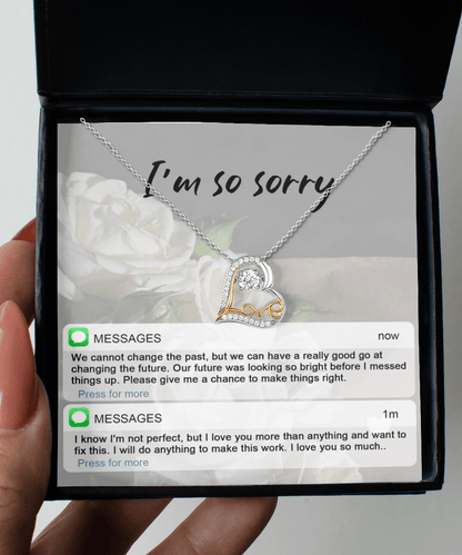 Apology Gift for Girlfriend, Wife, Soulmate - Sorry, I'm Not Perfect - Love Heart Pendant Necklace - Mallard Moon Gift Shop