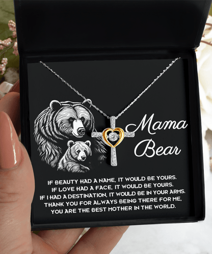 To My Mama Bear My Destination is In Your Arms Cross Pendant Necklace - Mallard Moon Gift Shop