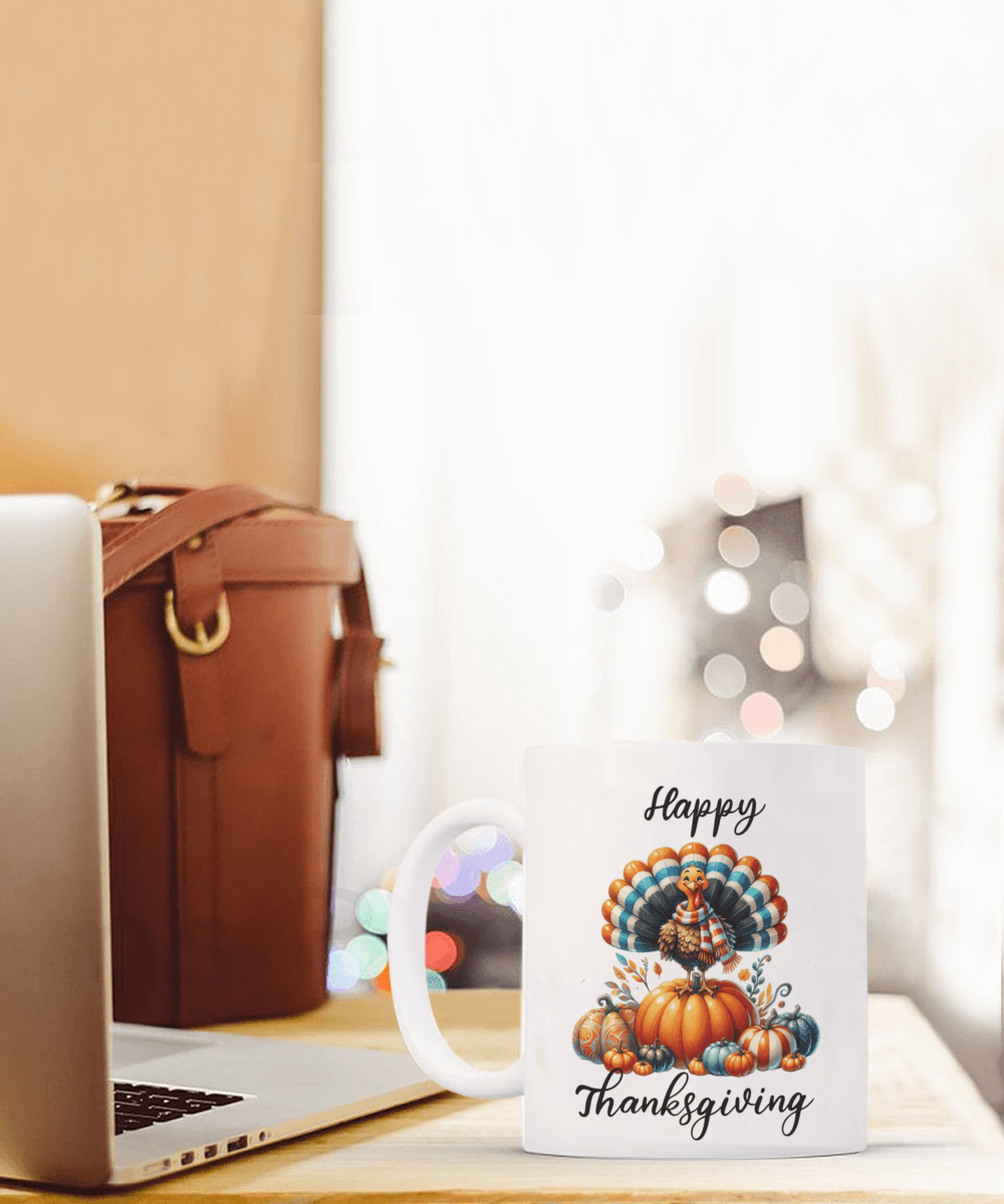 Happy Thanksgiving Ceramic Mug – Perfect for Holiday Cheer! - Mallard Moon Gift Shop