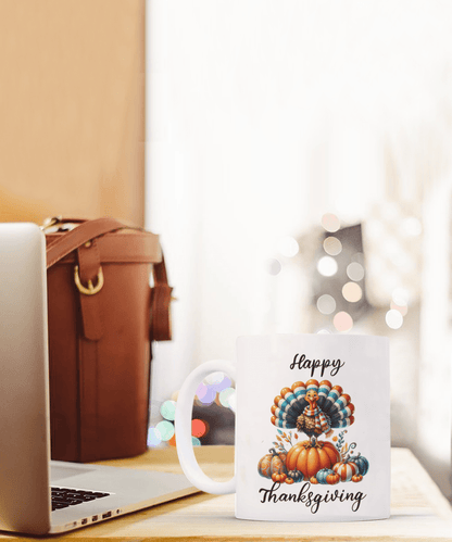 Happy Thanksgiving Ceramic Mug – Perfect for Holiday Cheer! - Mallard Moon Gift Shop