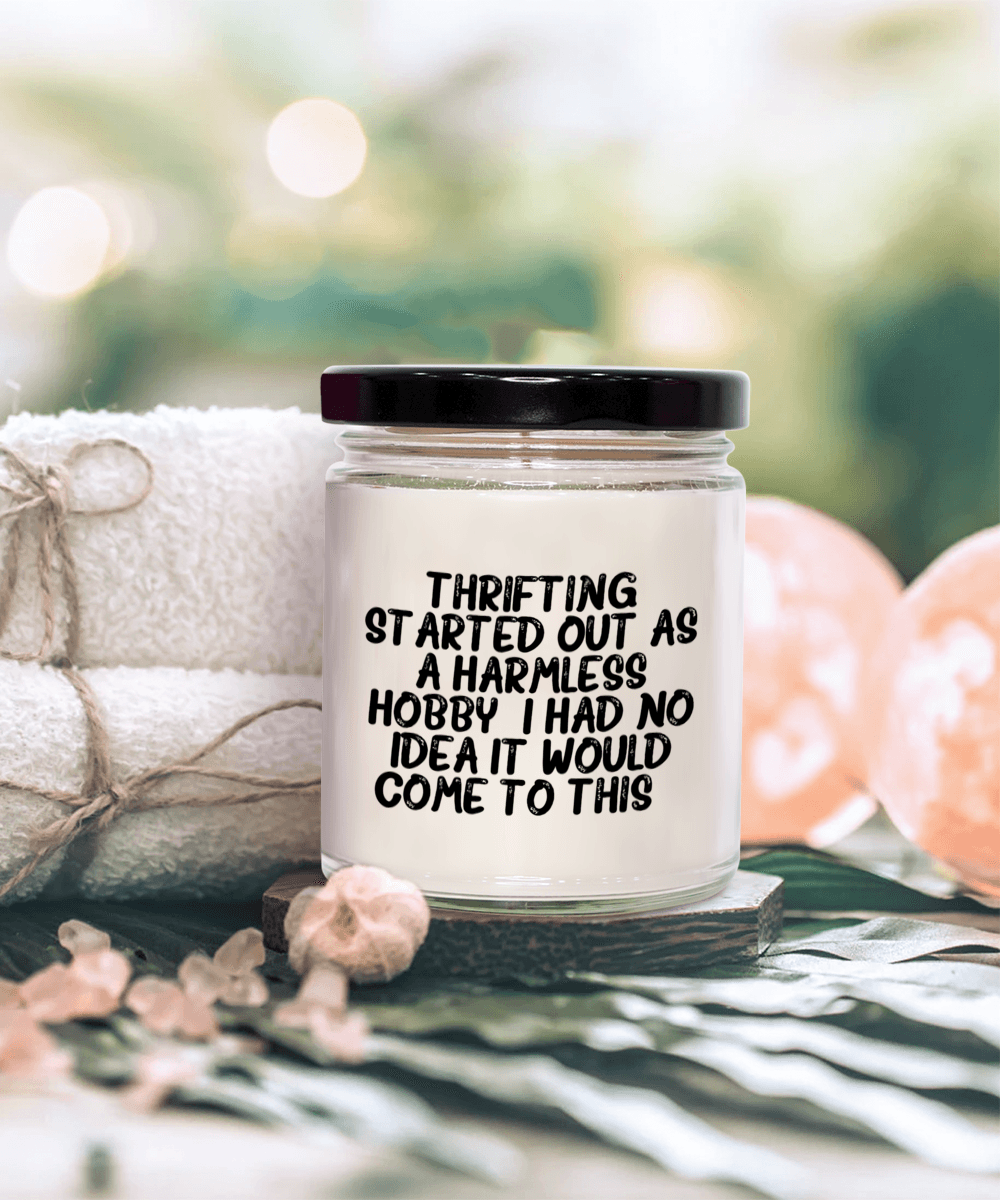 Thrifting Delight, Gifts for Friends, Thrifting Enthusiasts, Birthday, Holidays, Special Occasions, Quote Inspired Scented Soy Candle - Mallard Moon Gift Shop
