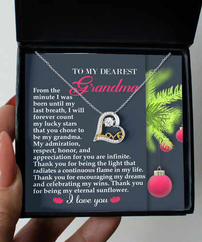 To My Dearest Grandma - I Count My Lucky Stars Love Dancing Heart Pendant Necklace - Mallard Moon Gift Shop