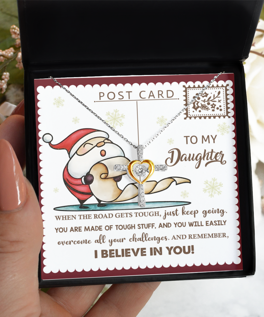 Daughter Heartfelt Gift- Keep Going - Dancing Cross Pendant Necklace - Mallard Moon Gift Shop