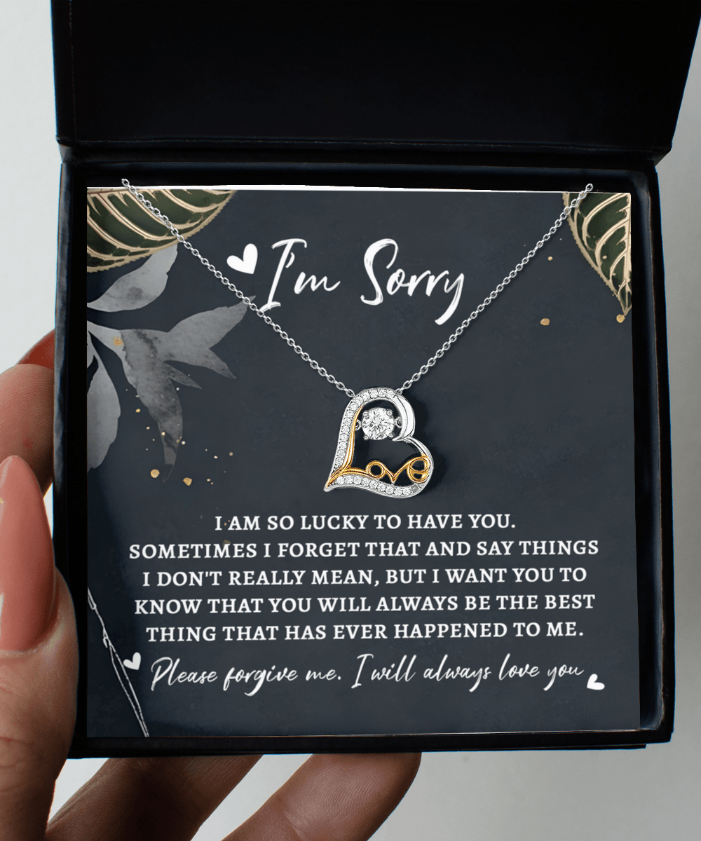 Apology Gift for Girlfriend, Wife, Soulmate - Sorry, The Best Thing - Love Dancing Heart Pendant Necklace - Mallard Moon Gift Shop