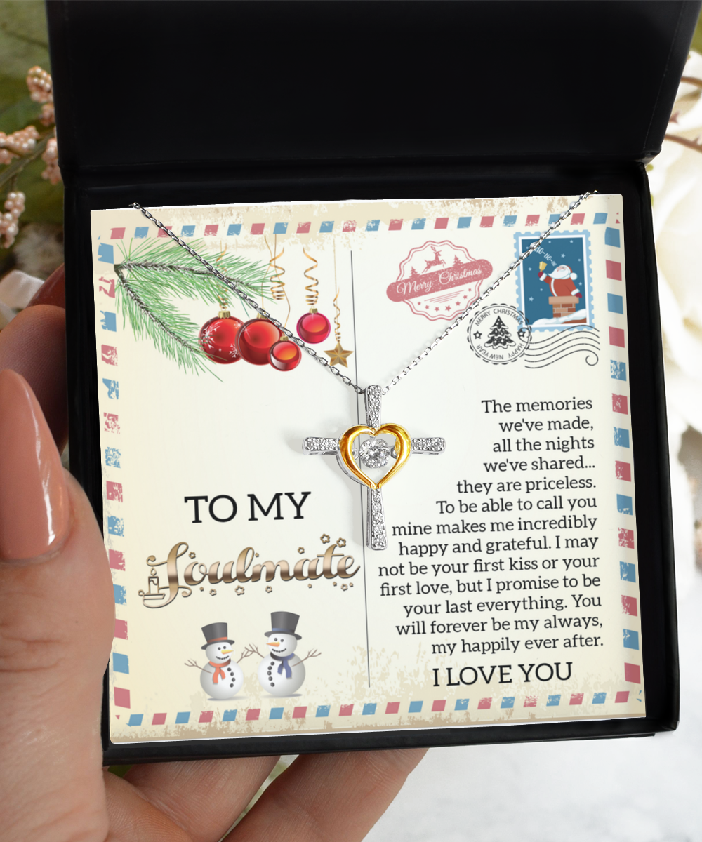 Soulmate, Wife, Girlfriend Romantic Gift - Last Everything -  Dancing Cross Pendant Necklace - Mallard Moon Gift Shop