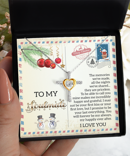 Soulmate, Wife, Girlfriend Romantic Gift - Last Everything -  Dancing Cross Pendant Necklace - Mallard Moon Gift Shop