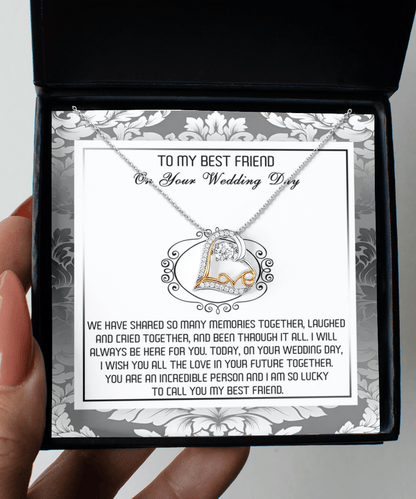 Best Friend Wedding Day Gift - An Incredible Person - Love Dancing Heart Pendant Necklace - Mallard Moon Gift Shop