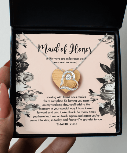 Maid of Honor Wedding Day Gift - My Wedding Day - Love Dancing Heart Pendant Necklace - Mallard Moon Gift Shop