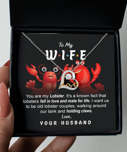 To My Wife - Old Lobster Couples Mate for Life Love Dancing Heart Pendant Necklace - Mallard Moon Gift Shop