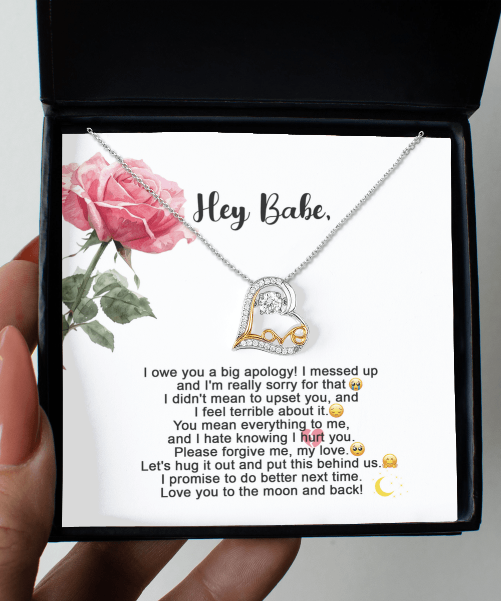 Apology Gift for Her - I'm Sorry, Please Forgive Me, Let's Hug It Out - Love Dancing Heart Pendant Necklace - Mallard Moon Gift Shop
