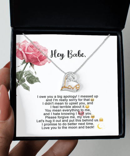 Apology Gift for Her - I'm Sorry, Please Forgive Me, Let's Hug It Out - Love Dancing Heart Pendant Necklace - Mallard Moon Gift Shop