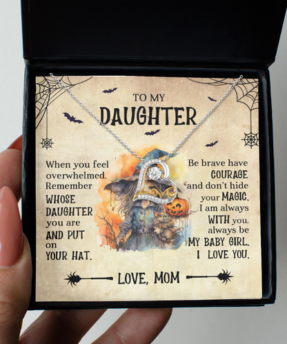 Daughter Halloween Inspired - Put Your Hat On and Don't Hide Your Magic Love Dancing Heart Necklace - Mallard Moon Gift Shop