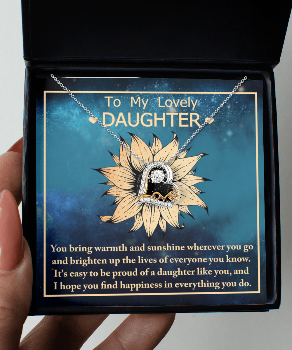 Daughter Gift for Birthday, Christmas, Graduation - Proud Of You - Love Dancing Heart Pendant Necklace - Mallard Moon Gift Shop