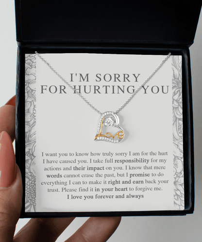Apology Gift - I'm Sorry, I Promise to Do Everything - Love Dancing Heart Pendant Necklace - Mallard Moon Gift Shop