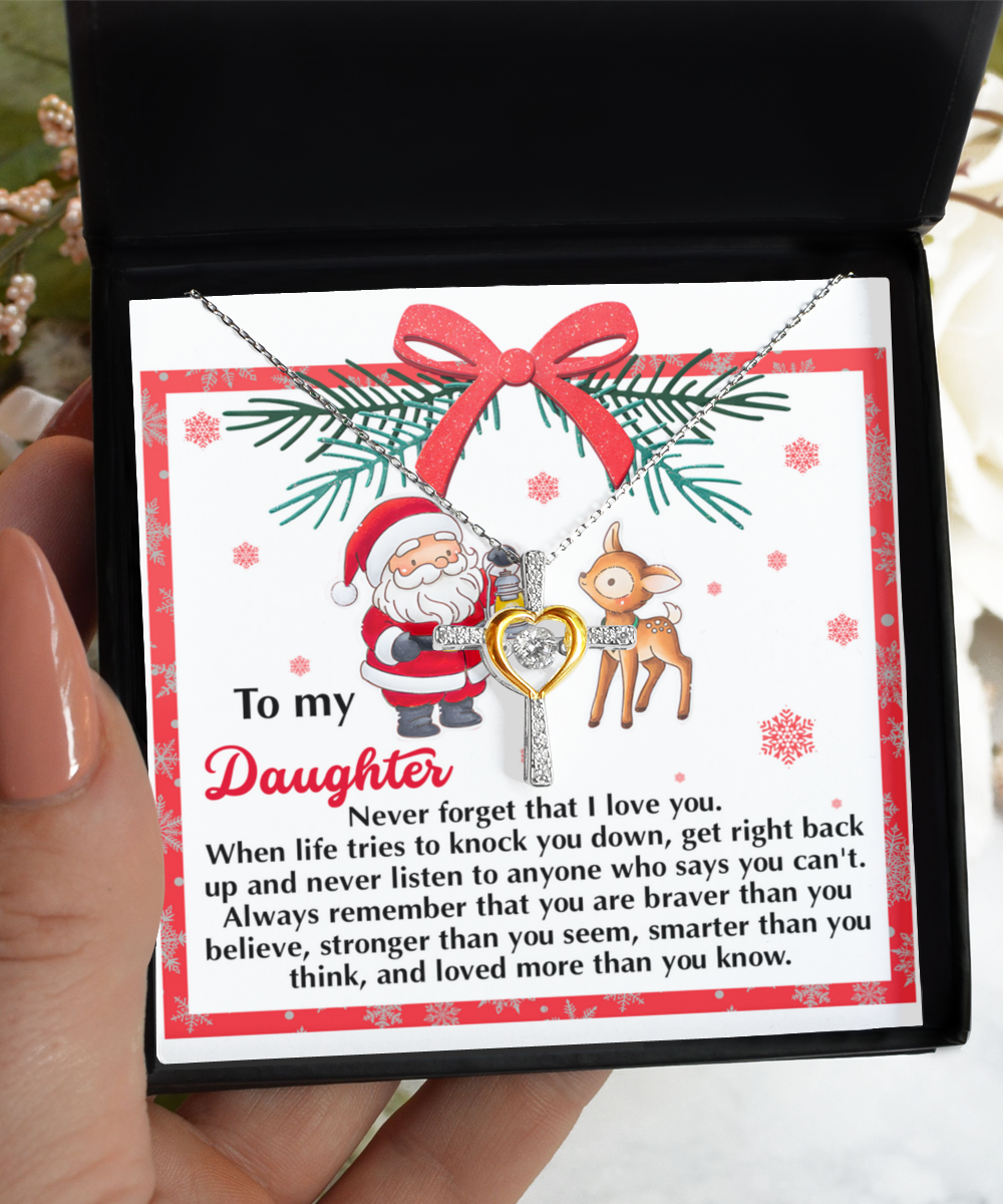 Daughter Heartfelt Gift- Get Back Up - Dancing Cross Pendant Necklace - Mallard Moon Gift Shop