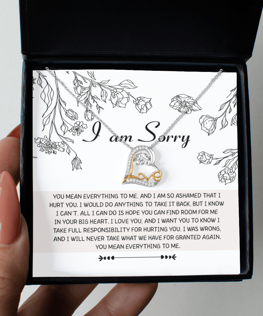 Apology Gift for Girlfriend, Wife, Soulmate - Sorry, Your Big Heart - Love Dancing Heart Pendant Necklace - Mallard Moon Gift Shop