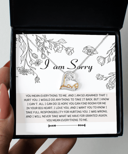 Apology Gift for Girlfriend, Wife, Soulmate - Sorry, Your Big Heart - Love Dancing Heart Pendant Necklace - Mallard Moon Gift Shop