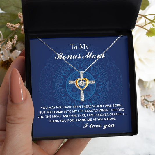 Gift for Bonus Mom You Were There When I Needed You Cross Pendant Necklace - Mallard Moon Gift Shop
