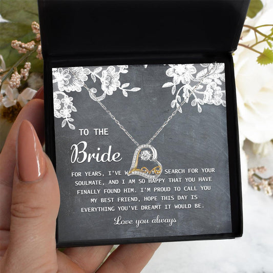 Bride Wedding Day Gift - My Best Friend - Love Dancing Heart Pendant Necklace - Mallard Moon Gift Shop
