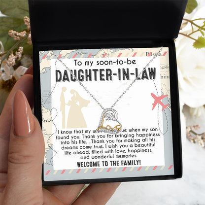 To My Soon-to-be Daughter-in-law Welcome to the Family Wedding Gift Love Dancing Heart Pendant Necklace - Mallard Moon Gift Shop