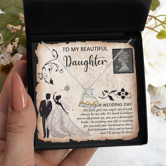 Daughter Wedding Day Gift, Dancing Love Heart Pendant Necklace, Gift for Bride - Mallard Moon Gift Shop