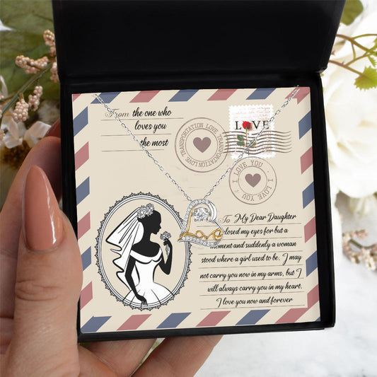Daughter Wedding Day Gift for Bride Dancing Love Heart Pendant Necklace Gift from Mother and Father - Mallard Moon Gift Shop