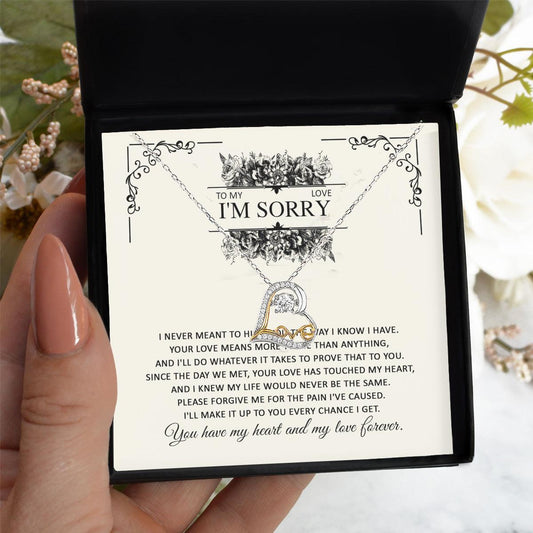 Apology Gift for Her - To My Love, I'm Sorry - Love Dancing Heart Pendant Necklace - Mallard Moon Gift Shop