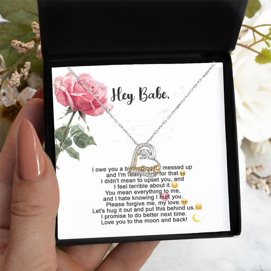 Apology Gift for Her - I'm Sorry, Please Forgive Me, Let's Hug It Out - Love Dancing Heart Pendant Necklace - Mallard Moon Gift Shop