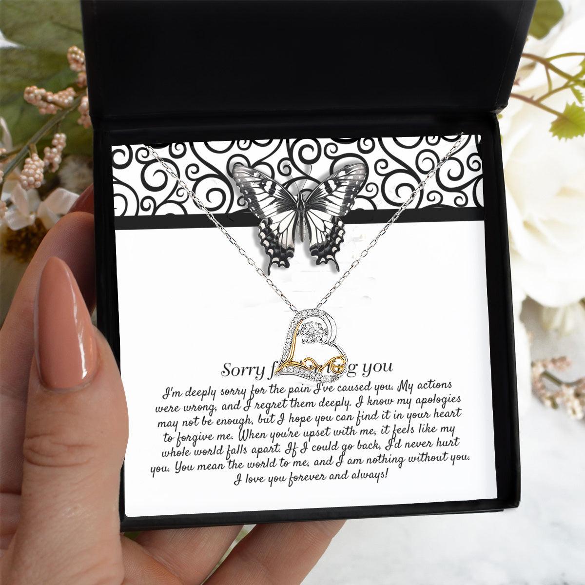 Apology Gift - Sorry for Hurting You - I am Nothing Without You - Love Dancing Heart Pendant Necklace - Mallard Moon Gift Shop