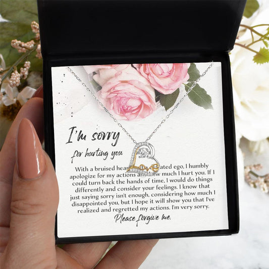 Apology Gift - Sorry, Regretted My Actions - Love Dancing Heart Pendant Necklace - Mallard Moon Gift Shop