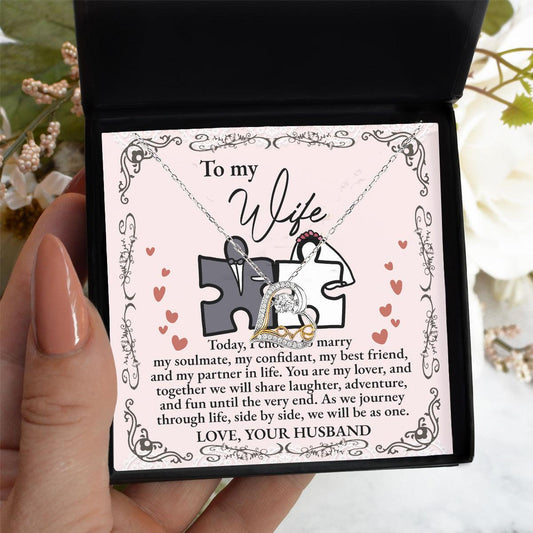 Wife Wedding Day Gift We Will Be As One Love Dancing Heart Pendant Necklace Bride Gift from Groom - Mallard Moon Gift Shop