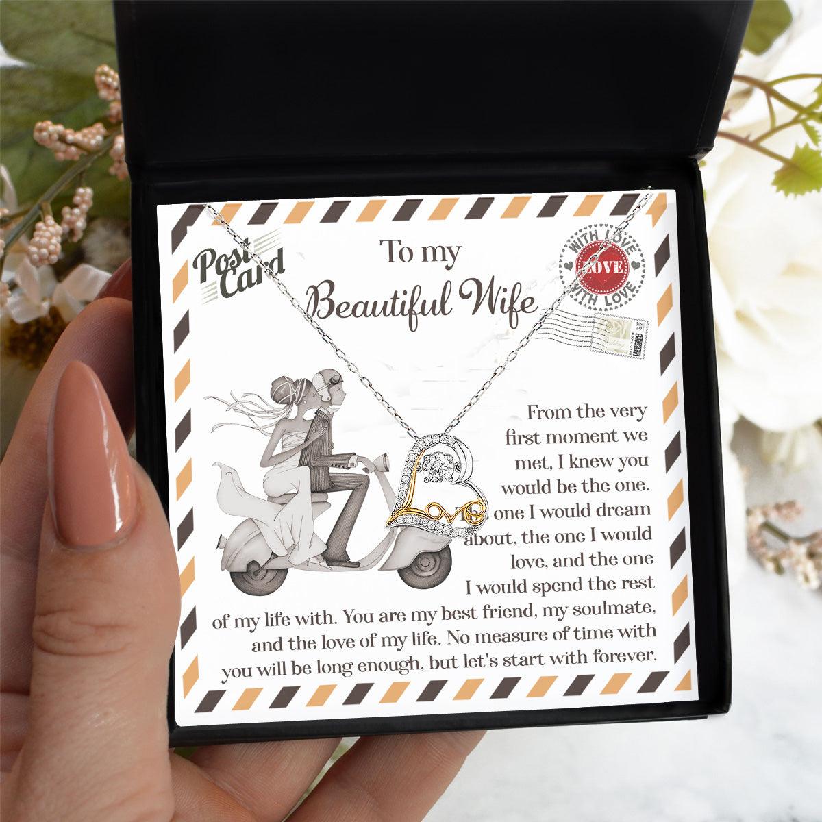 Wife Wedding Gift I Knew You Would Be The One Love Dancing Heart Pendant Necklace Bride Gift from Groom - Mallard Moon Gift Shop