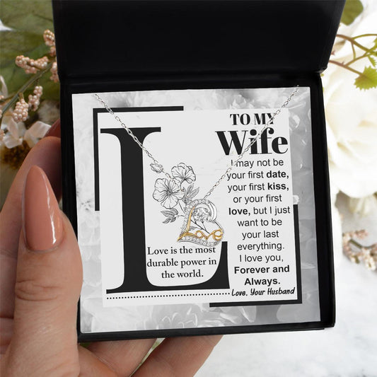 Wife Wedding Anniversary Birthday Romantic Gift from Husband First Kiss, Last Everything, Love Heart Pendant Necklace - Mallard Moon Gift Shop