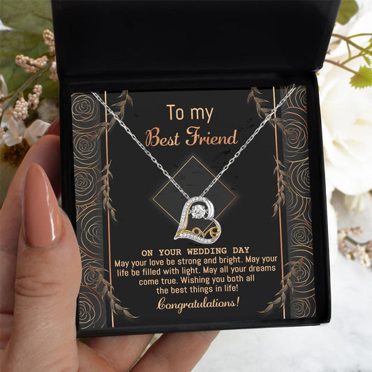 Gift for Best Friend Wedding - Strong And Bright - Wedding Day Gift Love Dancing Heart  Pendant Necklace - Mallard Moon Gift Shop