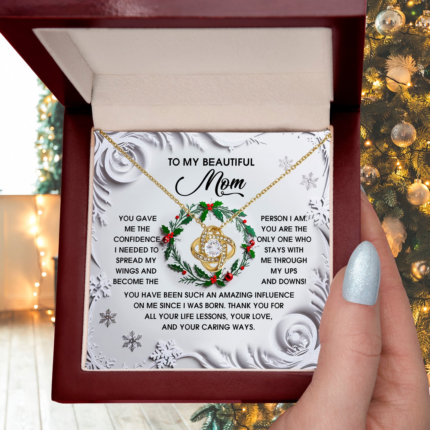 Gift for Mom - Spread My Wings - Love Knot Pendant Necklace - Mallard Moon Gift Shop