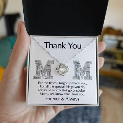 Mom-Thank You For Every Thing You Do Love Knot Necklace - Mallard Moon Gift Shop