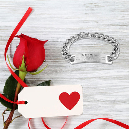 Mommy Cuban Chain Stainless Steel Engraved Bracelet- You are braver than you believe, stronger than you seem, Inspirational Birthday Christmas Mother's Day Gifts - Mallard Moon Gift Shop